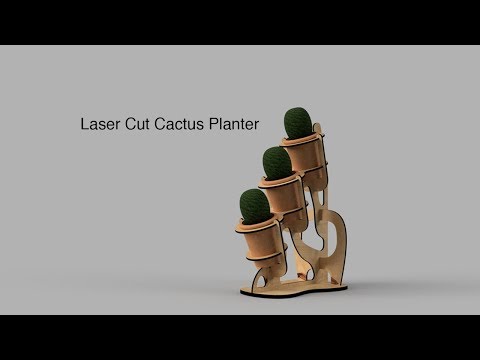 Laser Cut Cactus Planter