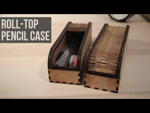 Laser-cut Wooden Pencil Case With a Rolling Top | Free Files Included