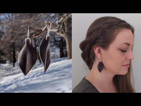 Leaf Earrings - Wet Molded Leather - Simple Gift Idea