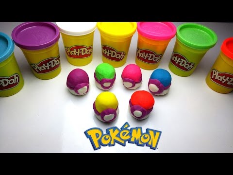 Learn Colors with Play Doh Pokeballs