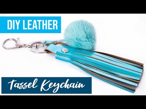 Leather tassel keychain - Leather scrap project DIY - How to make a purse accessory