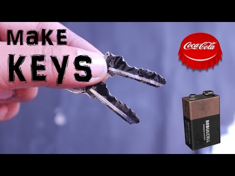 Make Emergency Metal Spare Key With 9V Battery Or coca cola Cap Improved Version