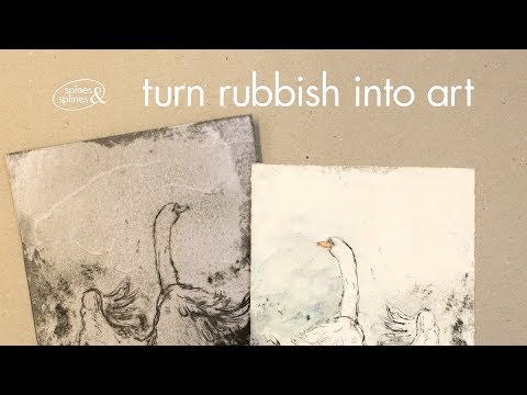 Make a drypoint print from recycled cardboard.