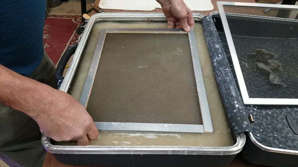 Making Paper Dipping The Screen