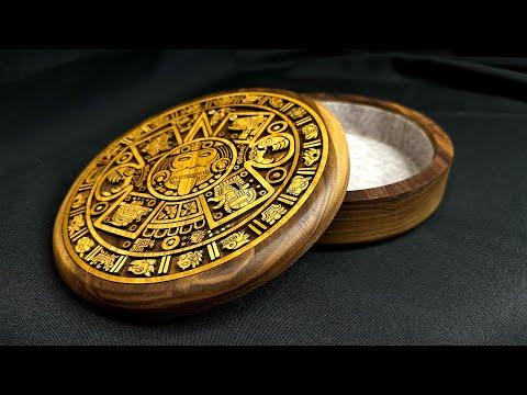 Making Wooden Round Maya Aztec Jewelry Box | DIY