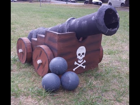 Making a Cardboard Pirate Cannon- It Shoots!