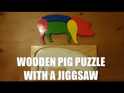 Making a wooden pig puzzle toy using a jigsaw and pine wood