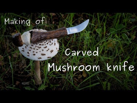 Making the mushroom knife from stainless steel and carved beech. (with voice)