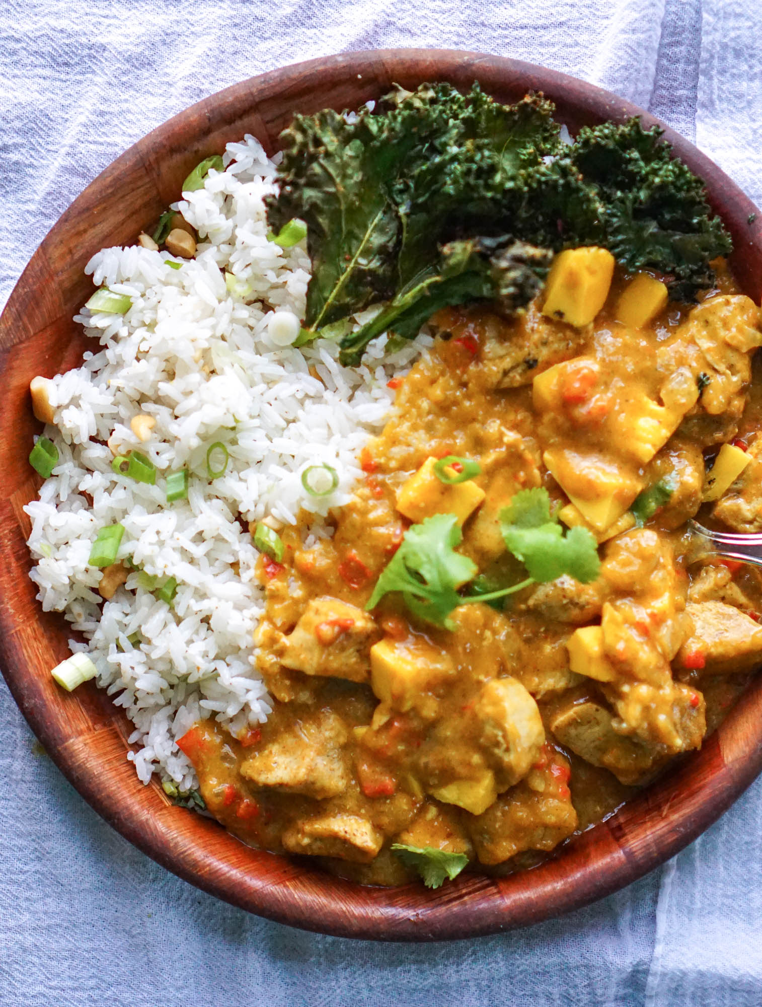 Mango Curry Chicken &amp; Rice with Curry Spiced Kale Chips.jpg