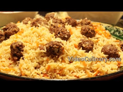 Meatballs and Rice Plov (Pilaf) - One Pot Dinner Recipe