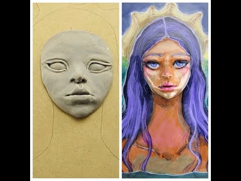 Mermaid with Purple Hair Portrait Painting &amp;amp; Sculpting Process