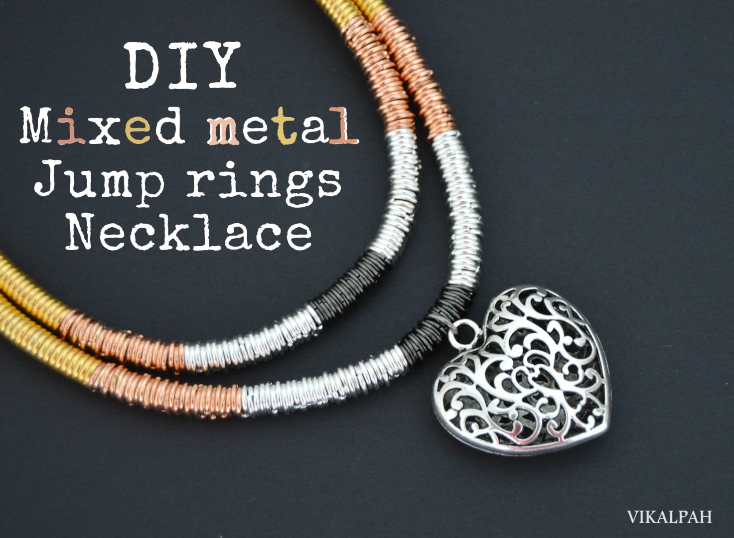 Mixed metal jump rings necklace DIY.jpg