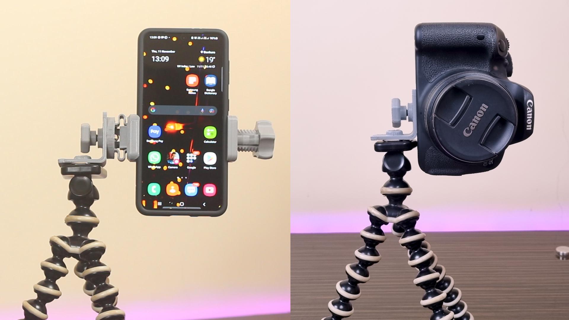 Mobile and DSLR Camera On a Vertical Mount .jpg