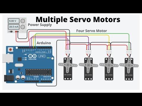 Multiple Servo Motors connected with Microcontroller and external power supply