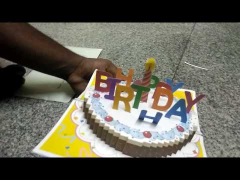 Musical B'day cake with blowable LED Candle