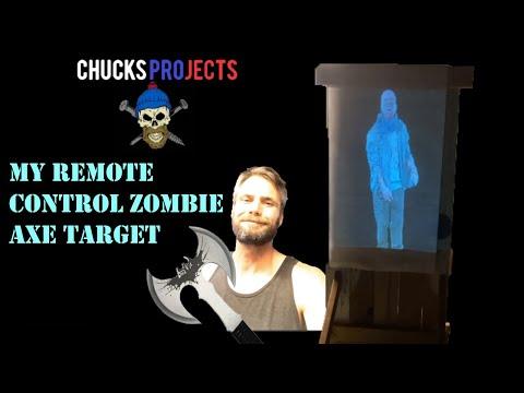 My Moving Remote Control Projection (Zombie) Axe throwing Target!!!