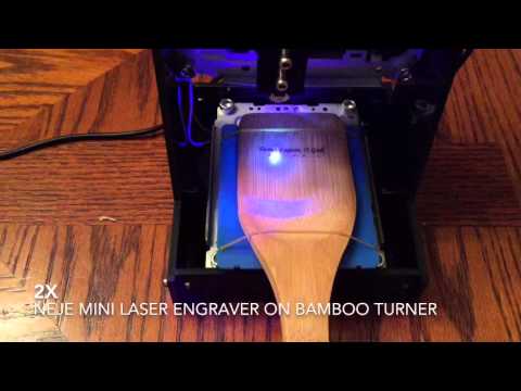 NEJE mini laser engraver on bamboo turner