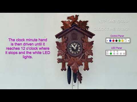 NTP Synchronized Cuckoo Clock starting up and setting the time.