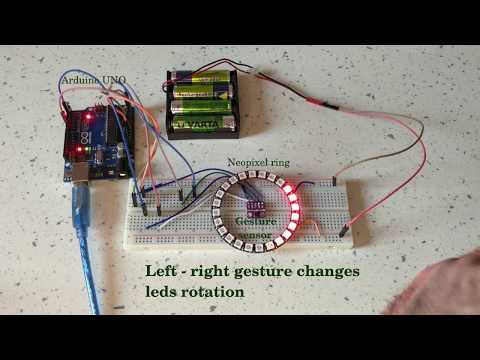 Neopixel ring controlled by gesture sensor