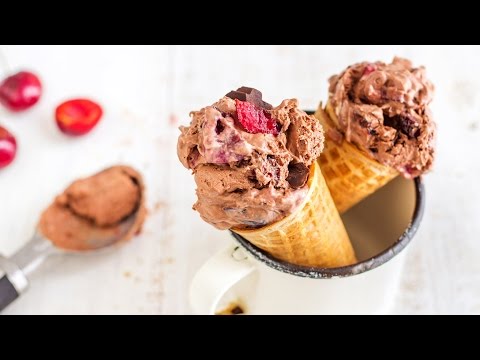 No Churn Chocolate Cherry Ice Cream Recipe | HappyFoods