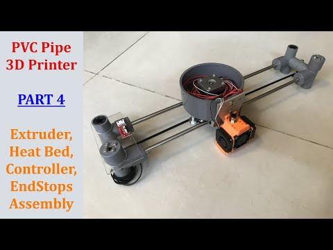 PVC Pipe 3D Printer - Extruder, HeatBed, Controller and EndStop Assembly