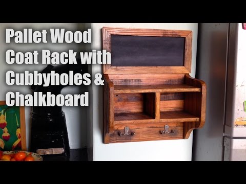 Pallet Wood Coat Rack, Cubbyholes and Chalkboard