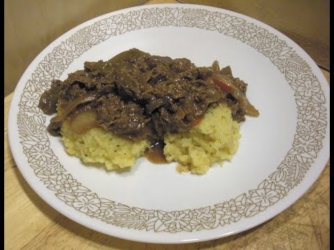 Pepper steak-umm and cheese rice, inexpensive faux pepper steak