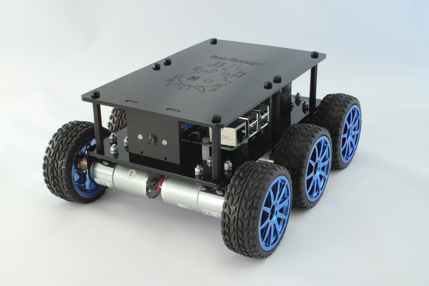 PiBorg DiddyBorg Black Raspberry Pi Robot front 1440.JPG