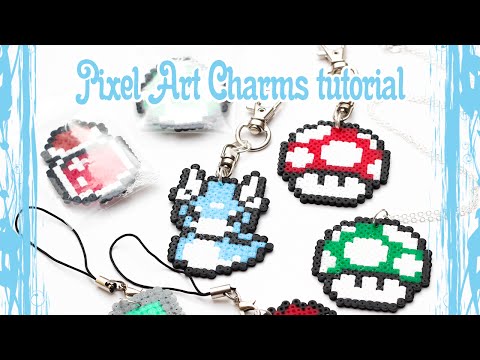 Pixel Art 8bit Charms from hama / perler beads tutorial