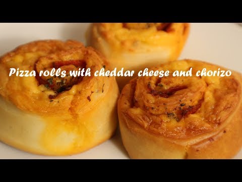 Pizza rolls with cheddar cheese and chorizo recipe