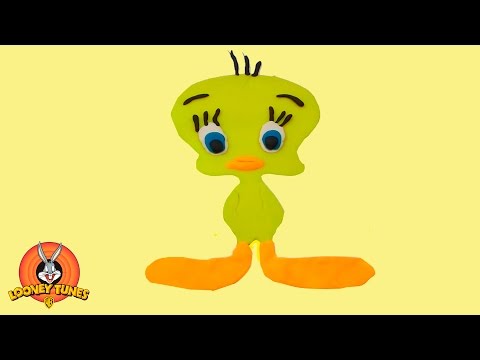 Play doh videos Tweety bird How to make Tweety with Play Doh Frozen Elsa Plastilina Video For Kids