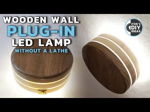 Plug-in Round Wood Wall LED Lamp DIY | Portable Circle Socket Plug Night Lamp | No Lathe | Homemade