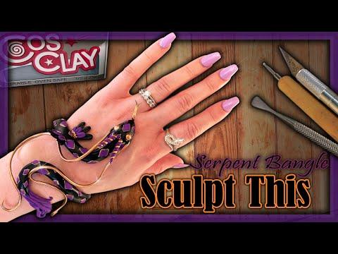 Polymer Clay Tutorial - Sculpting a serpent - How to make a snake sculpture - CosClay - DIY Bangle