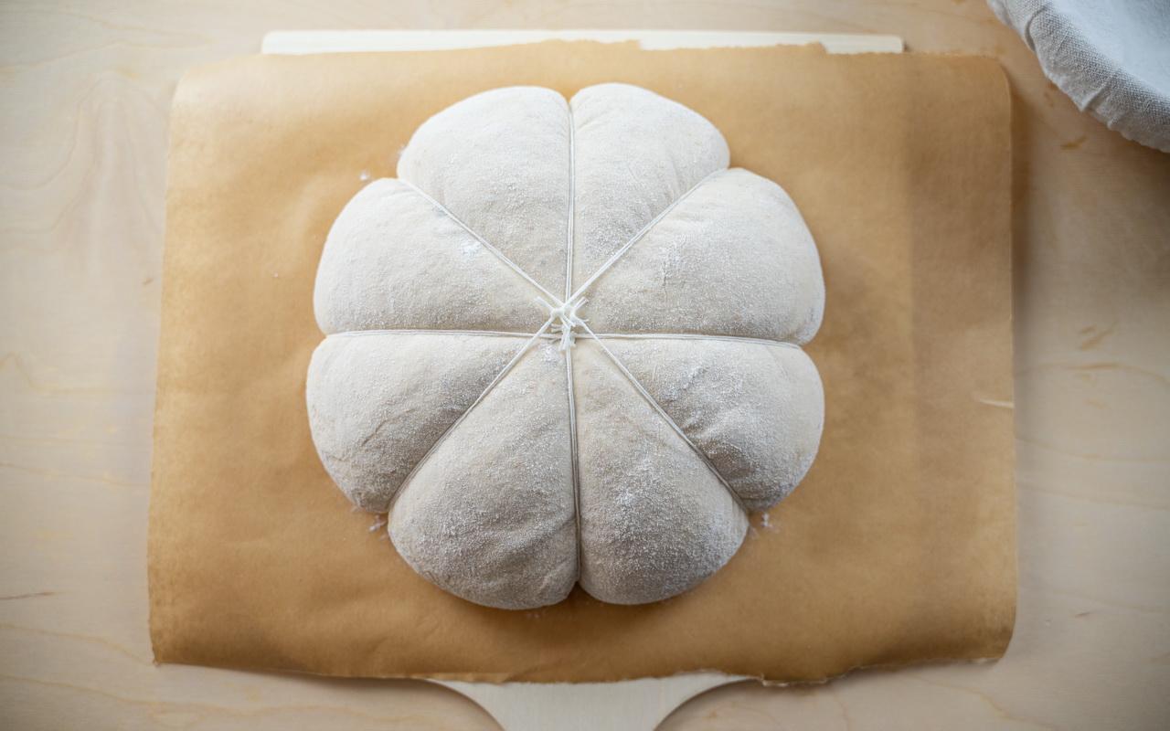 Pumpkin Spice Sourdough Bread - Fully Tied Together Creating The Pumpkin Shape.jpg