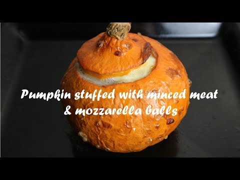 Pumpkin stuffed with minced meat &amp;amp; mozzarella balls recipe