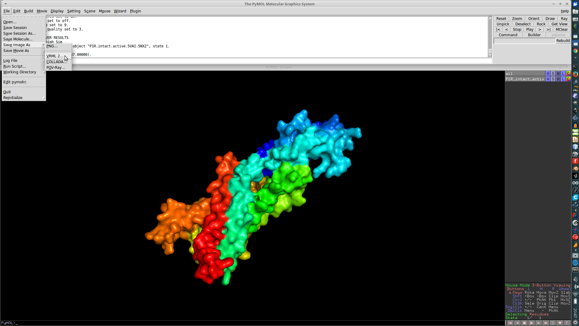 PyMol Save Image as VRML 2.png