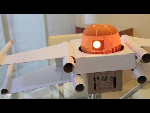 R2D2 Pumpkin Animatronics in an X-Wing