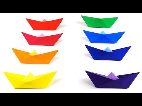 Rainbow Colored Paper Boats by Little Origami Master