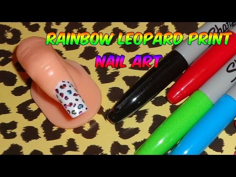 Rainbow Leopard Print - DIY Sharpie Nail Art