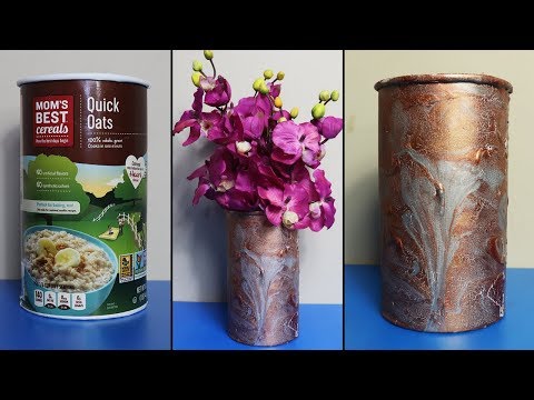 Recycled Craft Idea | Acrylic Pour Technique | Cardboard Vase | How To