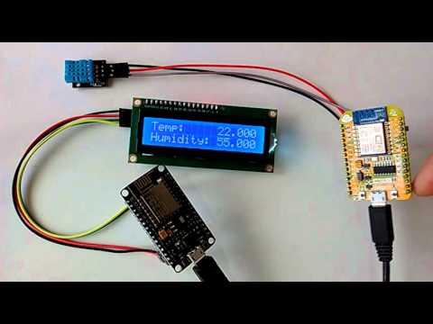 Remote Wi-Fi DHT11 Temperature an Humidity I2C 2 X 16 LCD Display With Two ESP8266 and Visuino