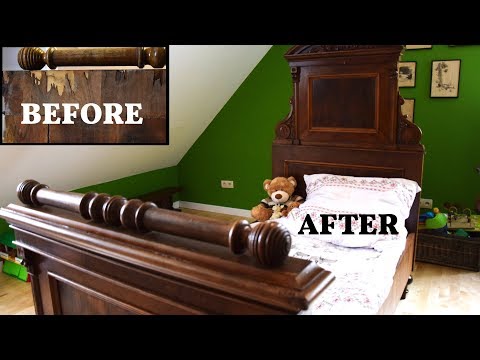 Renovation of antique bed - before and after