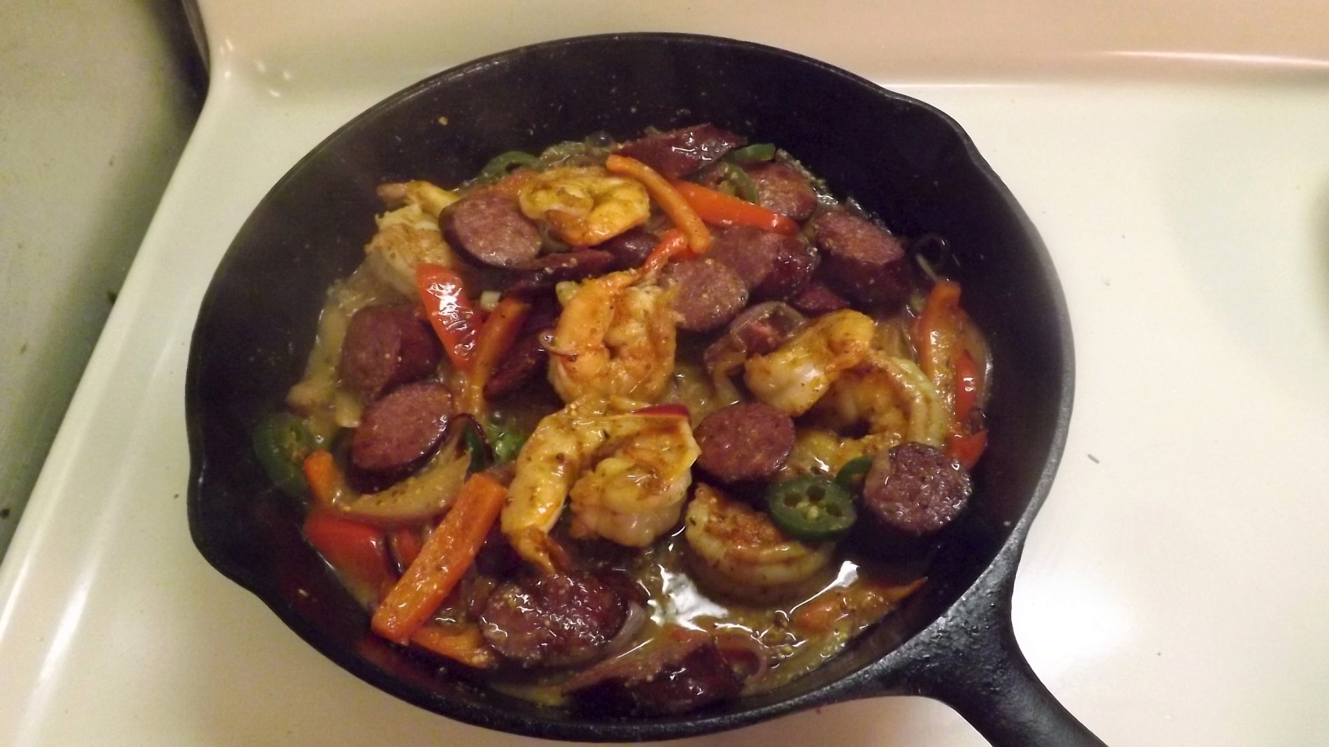 SMOKED SAUSAGE &amp; SHRIMP IN MUSTARD SAUCE 018.JPG