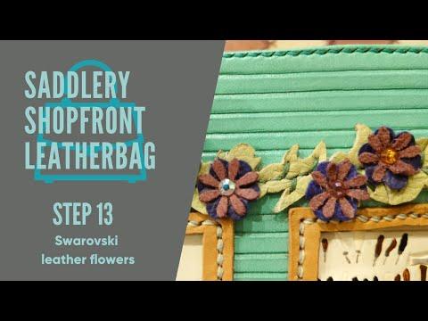 Saddlery Shopfront leather BAG - Step 13 Frontflap/Application - Swarovski leather flowers