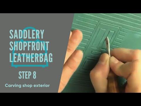 Saddlery Shopfront leather BAG - Step 8 Frontflap/second Layer - Carving of Shop Exterior