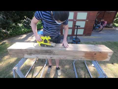 Sanding Old Oak Beam