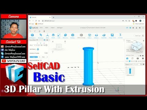 SelfCAD 3D Pillar With Extrusion Polygon And Scale Tutorial