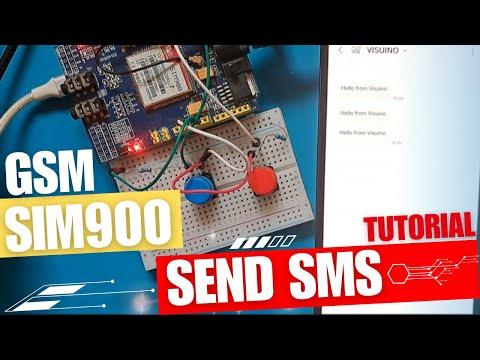 Send SMS Using SIM900 GSM Shield &amp; Arduino - Visuino Tutorial