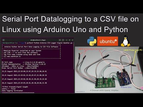 Serial Port Datalogging to a CSV (comma separated file) file on Linux using Arduino Uno and Python