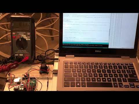 Show Wiper Control Arduino sketch running while controlling an MCP41HV51-104E/ST digipot.